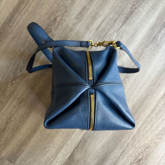 J. Crew 100% Real Leather Purse Tote Bag W Old Gold Zippers Excellent Condition - Picture 14 of 16